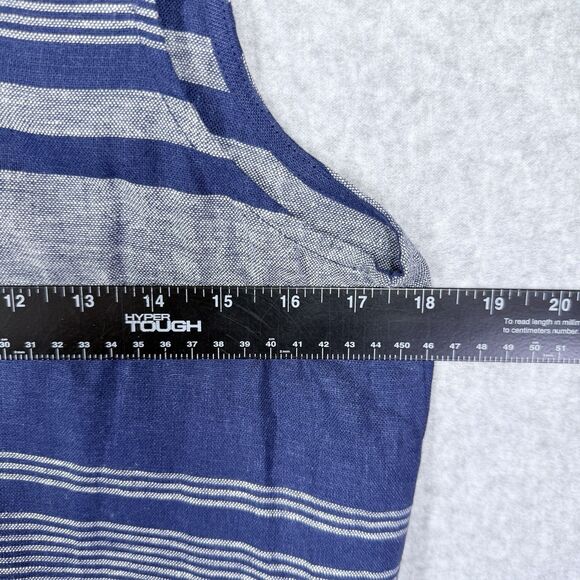 LOFT Outlet Lounge Sz Small Blue Stripe Sleeveless Dress V-Neck - Picture 8 of 11